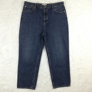 Everlane Womens Jeans The Rigid Way-High Blue Denim Organic Cotton Button Fly 33